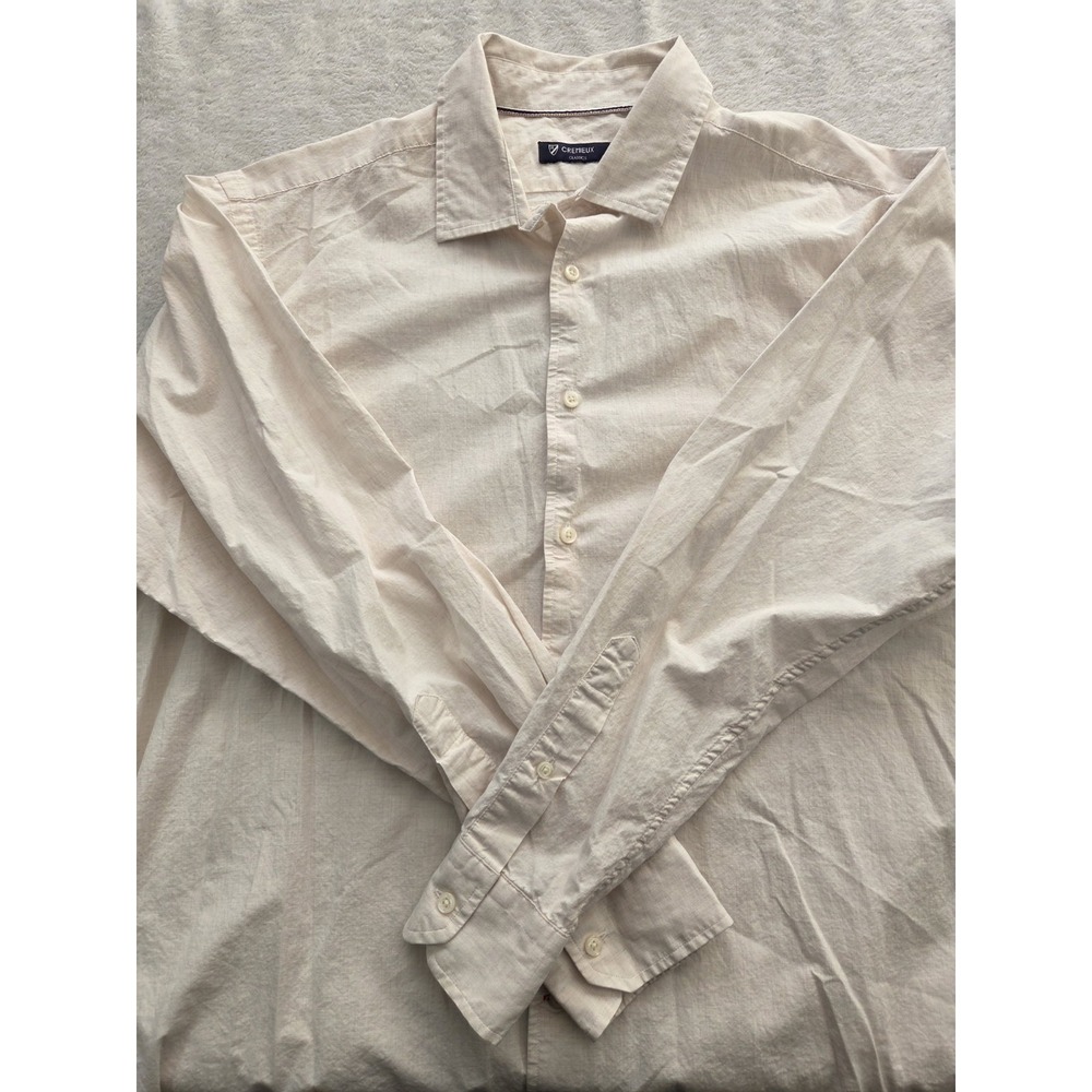 Cremeux Classics XL Button Down Shirt 100% Cotton Beige Long Sleeve Casual...